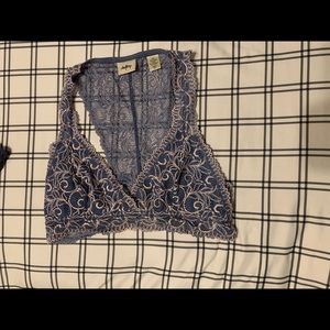 Blue and Cream Lace Bralette
